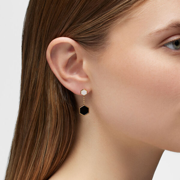 Mother-of-Pearl and Onyx Drop Earrings